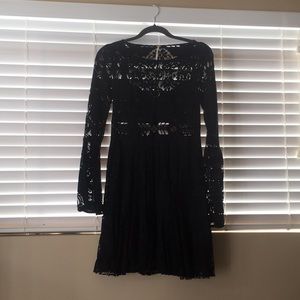 Free People Black Lace, Long-Sleeve Dress